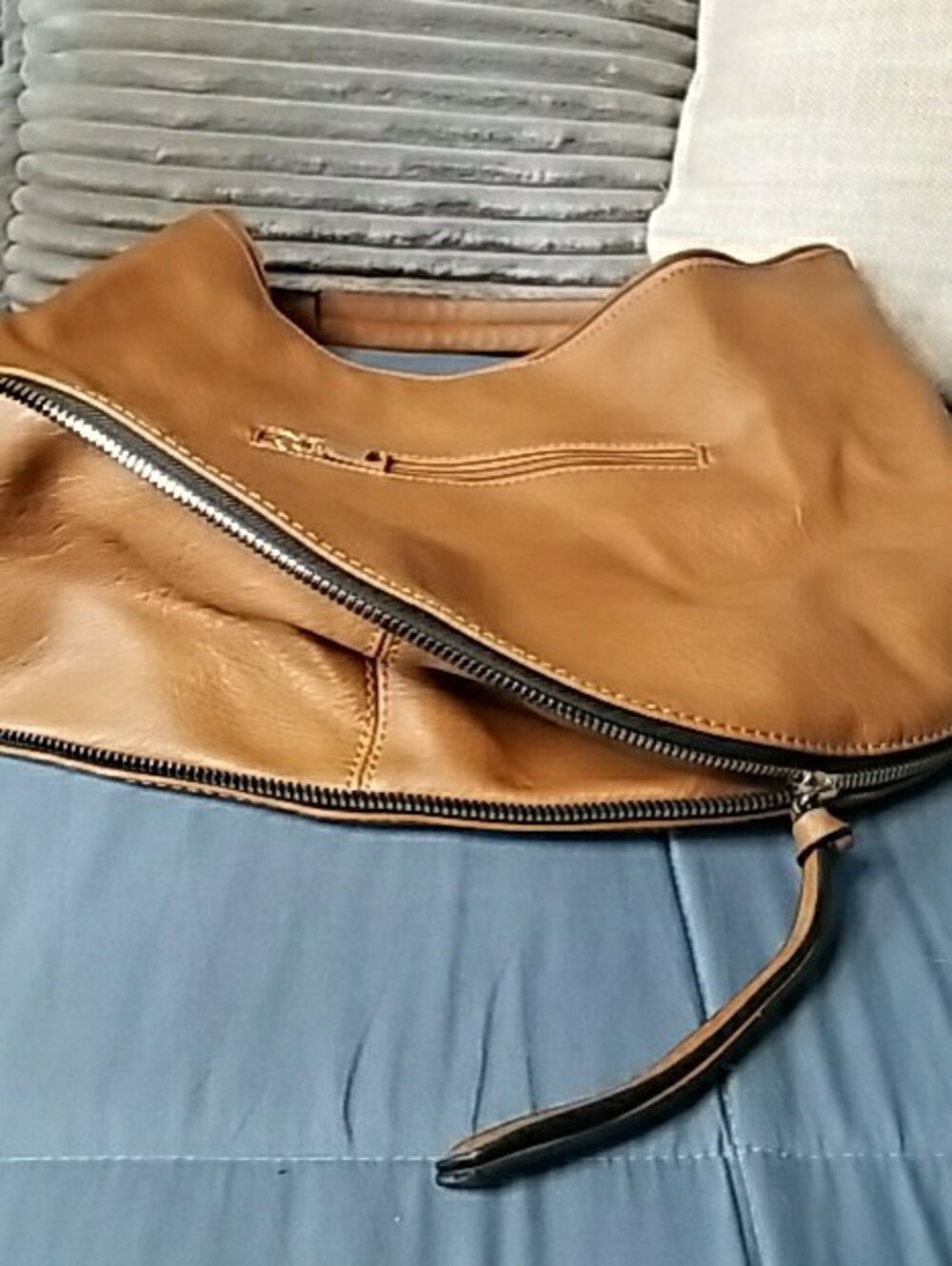 Macy's Large Brown Leather Shoulder Bag with Tassel - Picture 14 of 16